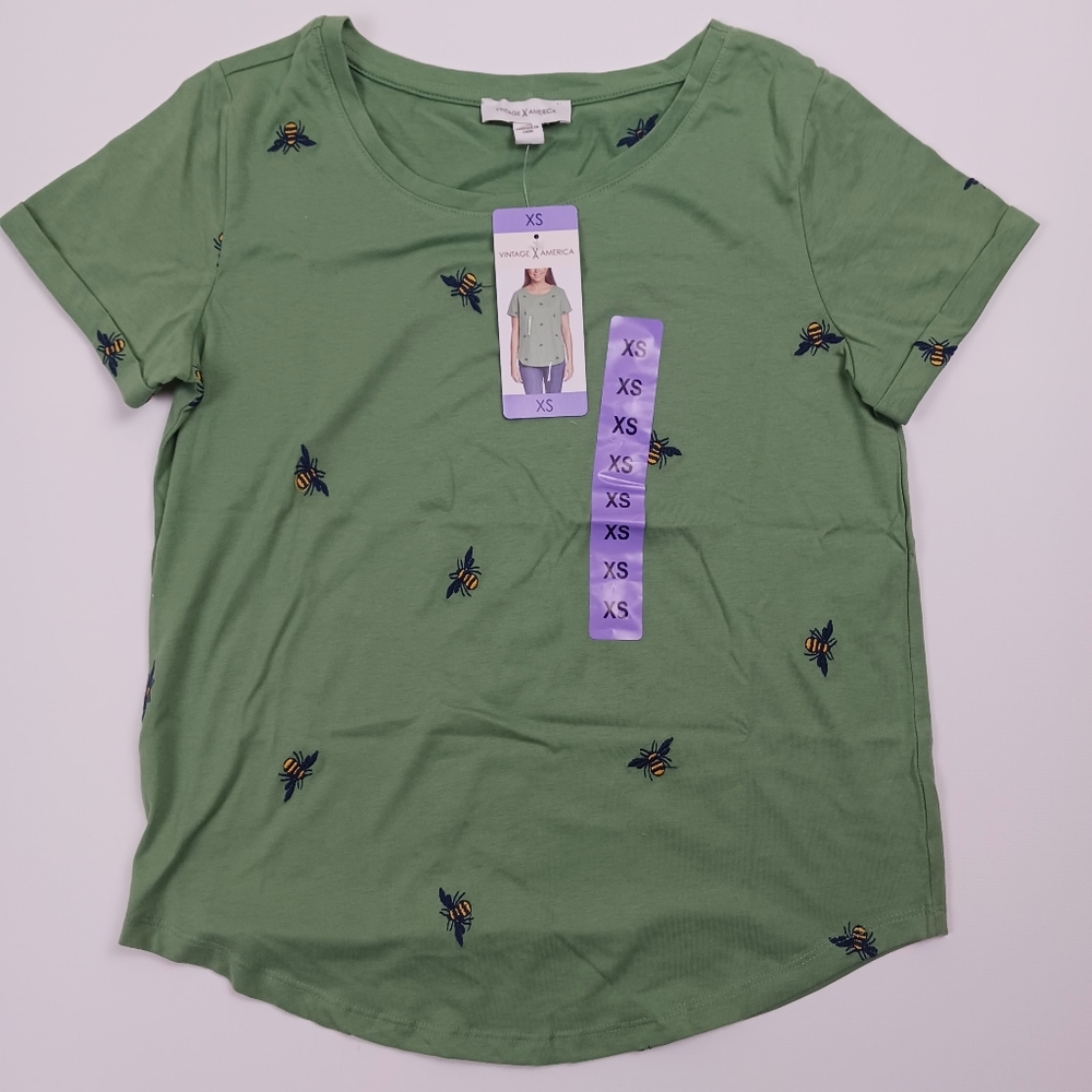 Vintage America Embroided Bees Relax Fit T-shirt